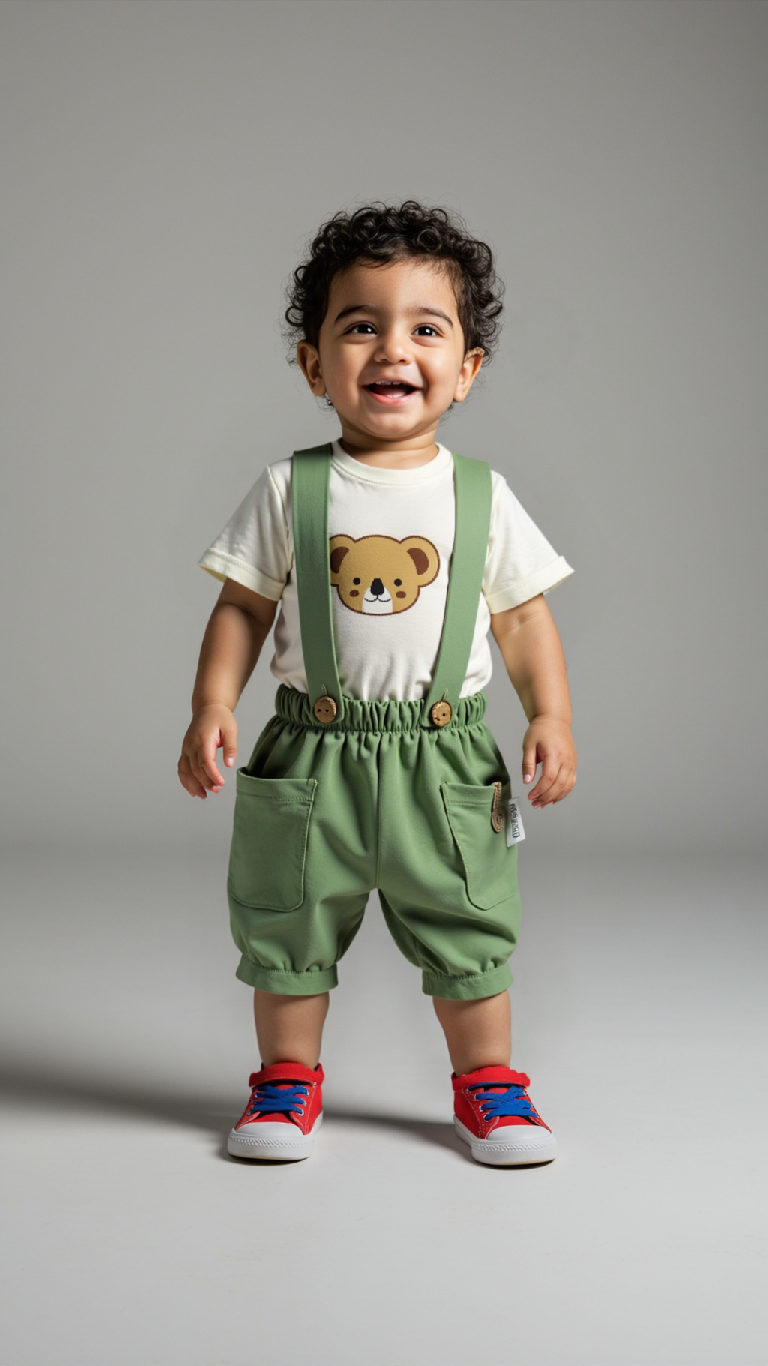 Ensemble bébé T-shirt et salopette en Coton