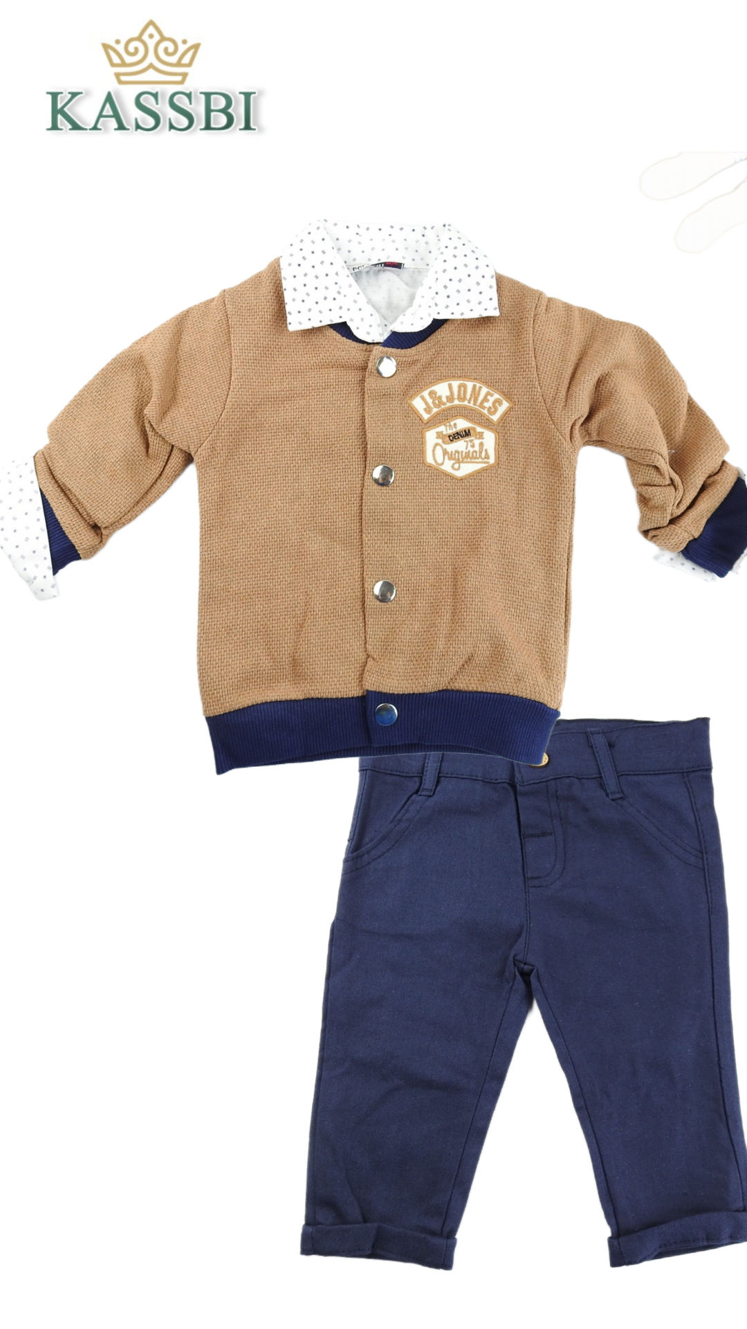 Pull avec button + chemise + pantalon