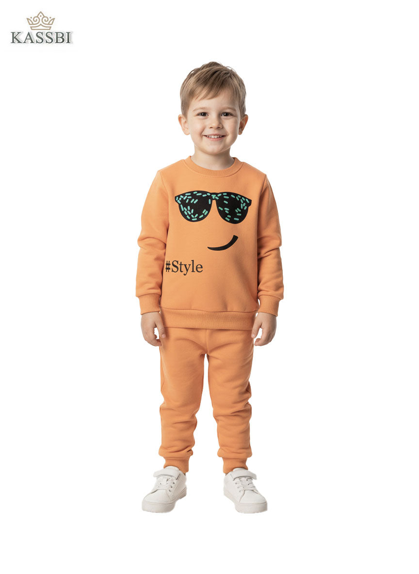 Ensemble Garçon en coton  - sweat imprimé et pantalon