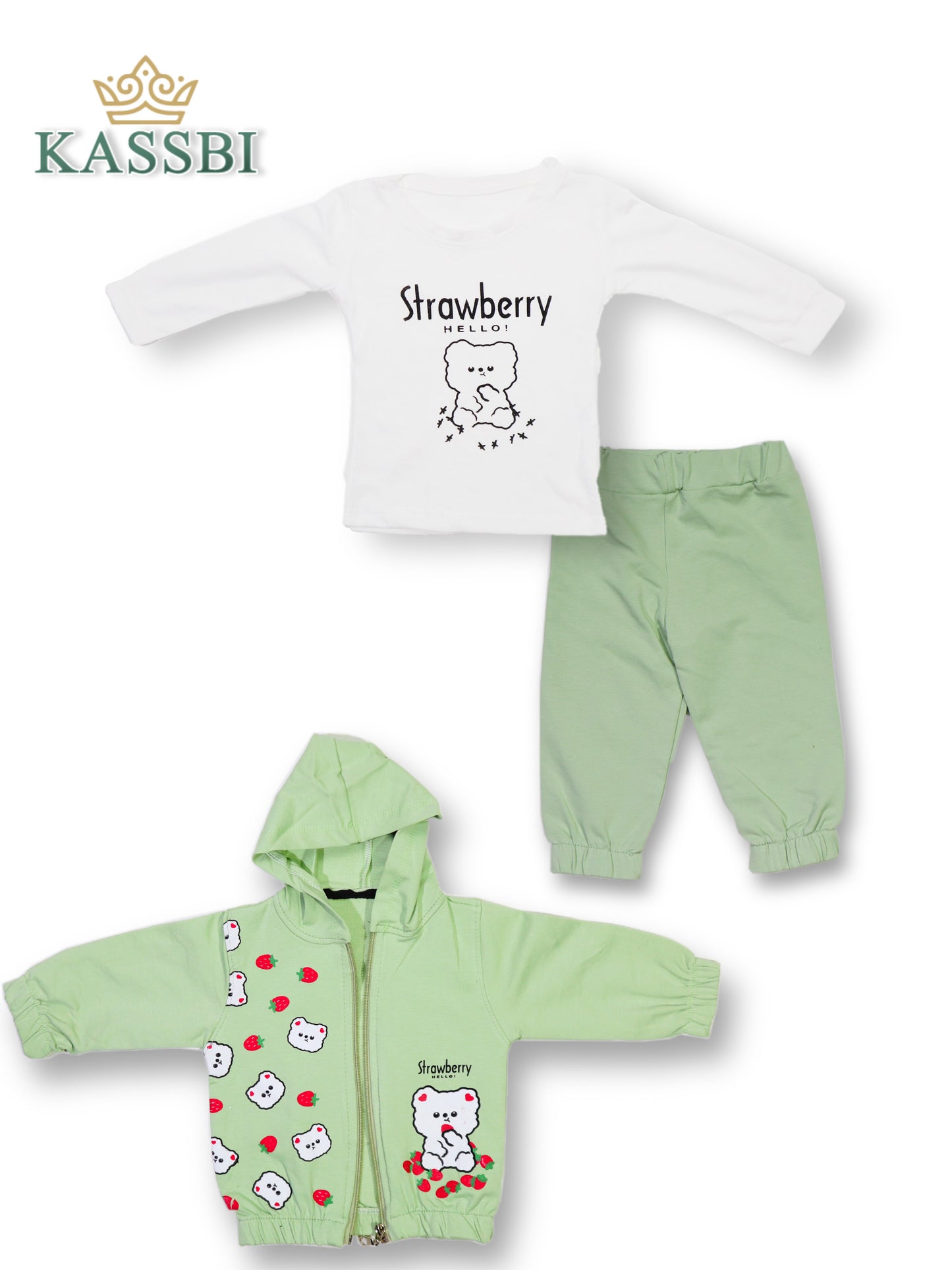 Ensemble 3pc tricot  avec manche + pantalon + Cardigan