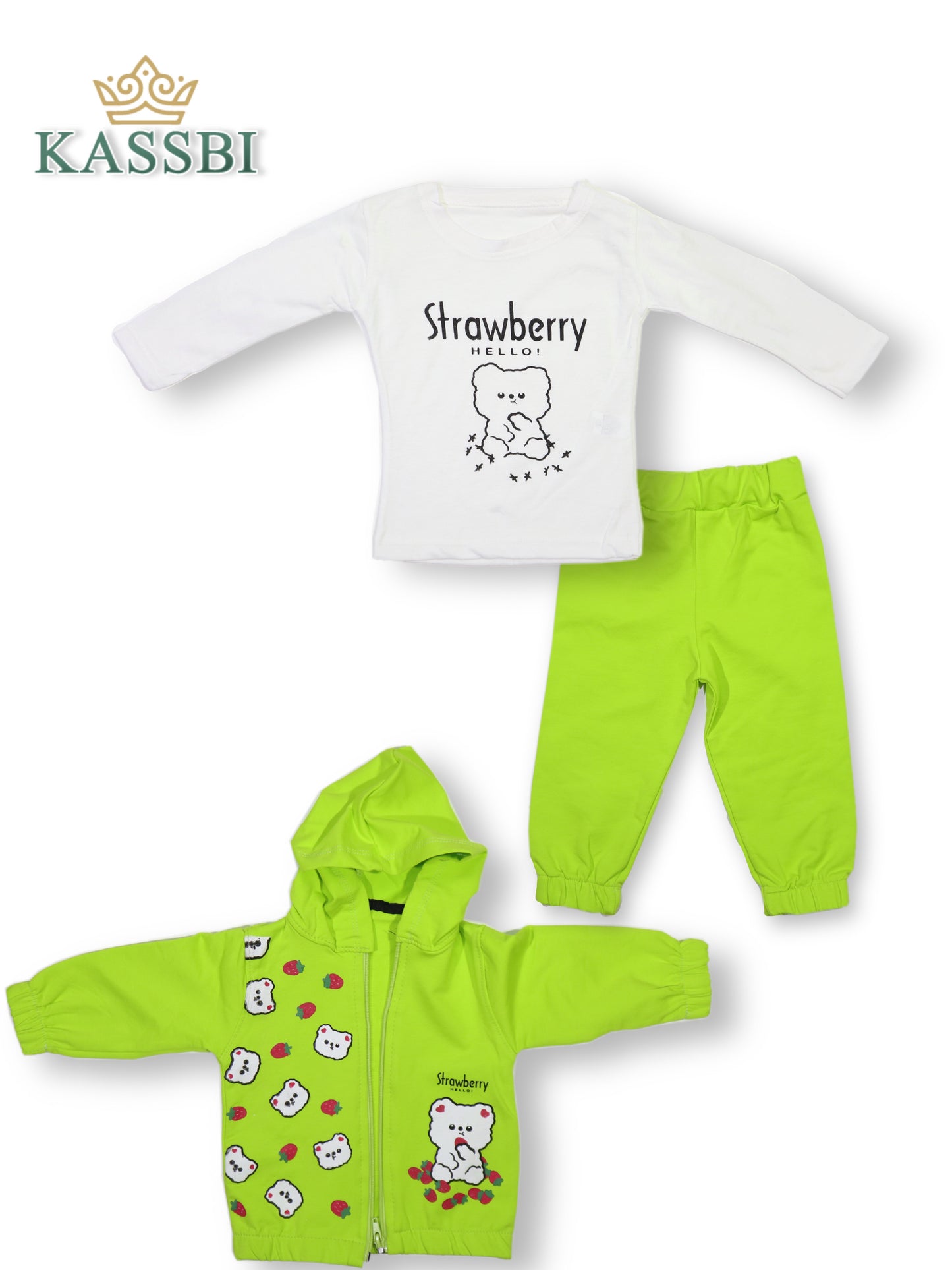 Ensemble 3pc tricot  avec manche + pantalon + Cardigan