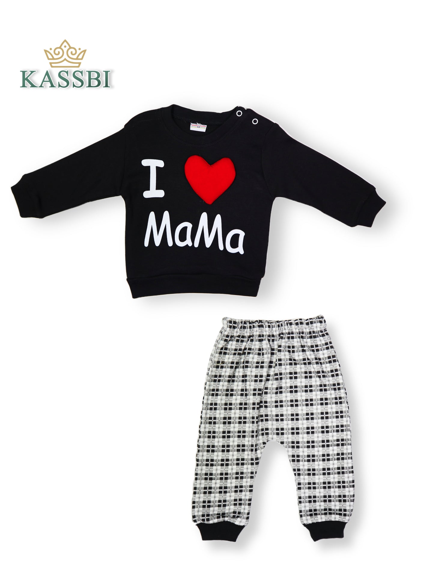 Tricot + Pantalon En Coton - Motif I Love Mama