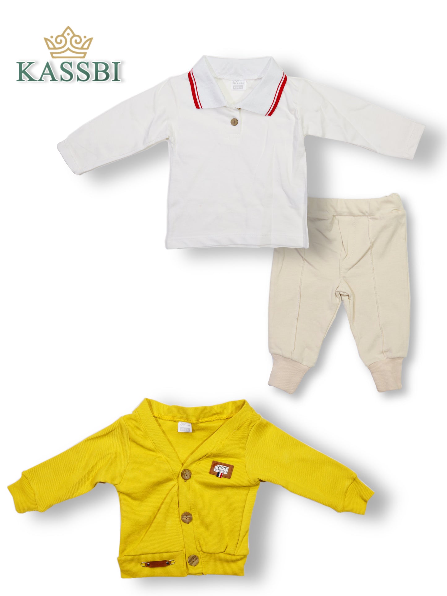 Ensemble bébé sweat en coton + pantalon en coton + Cardigan En Coton