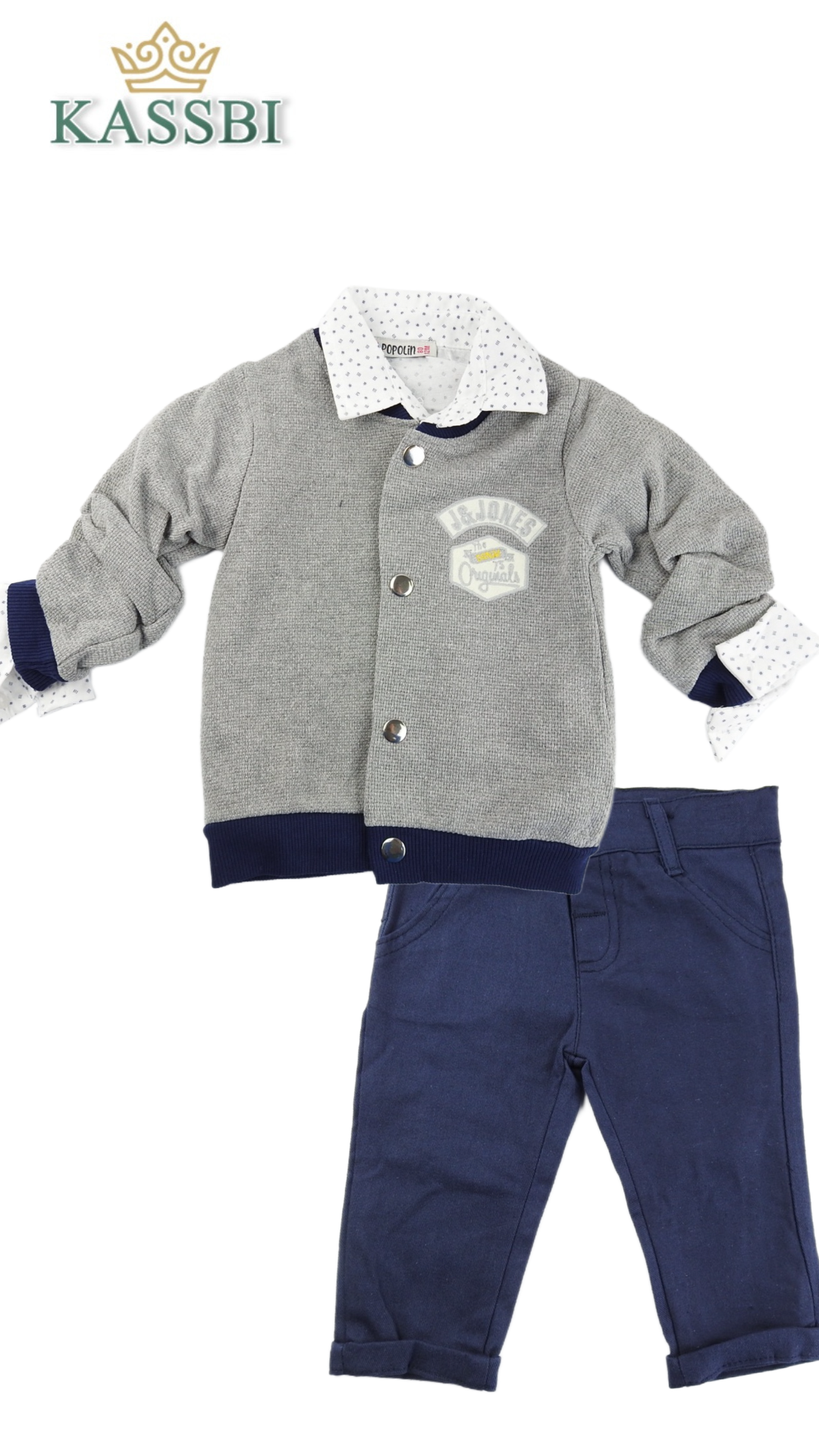 Pull avec button + chemise + pantalon