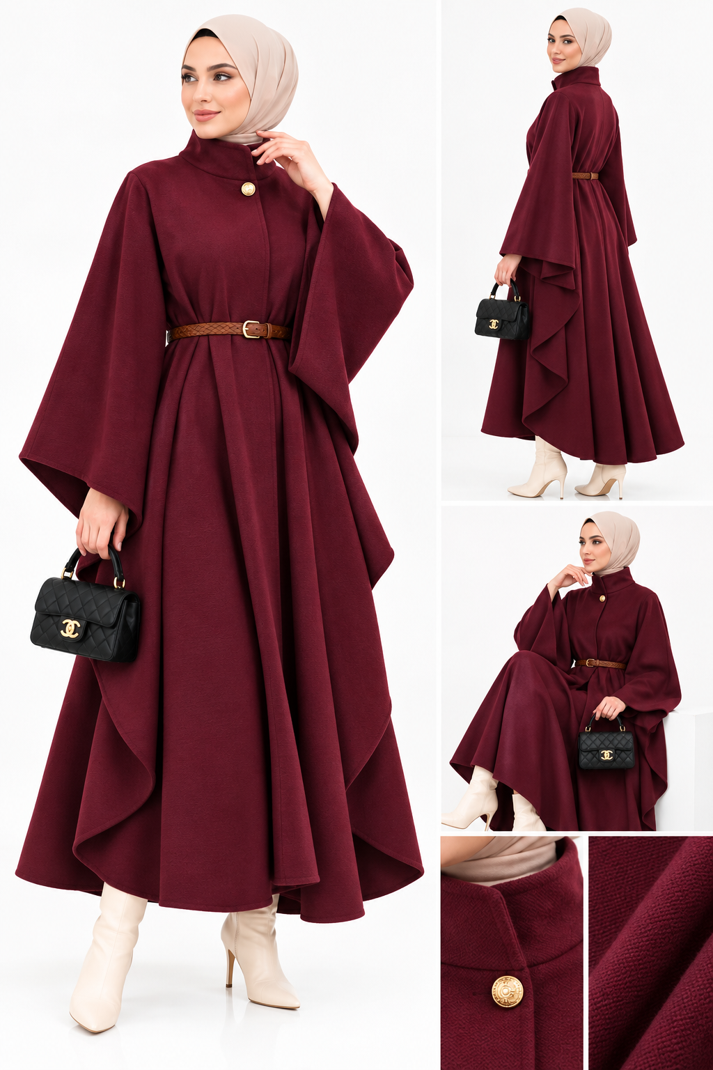 Poncho Femme Long Chic