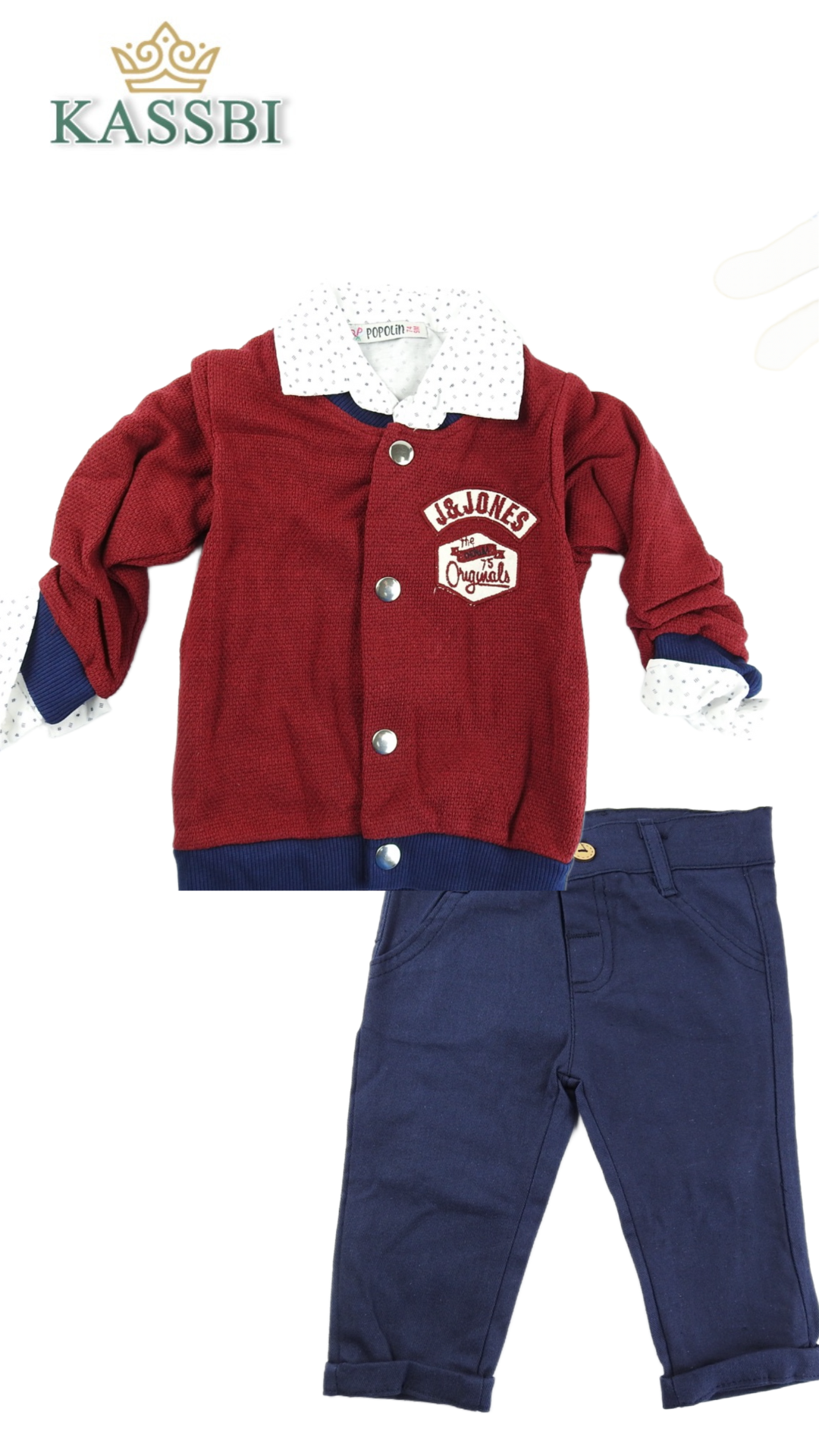 Pull avec button + chemise + pantalon