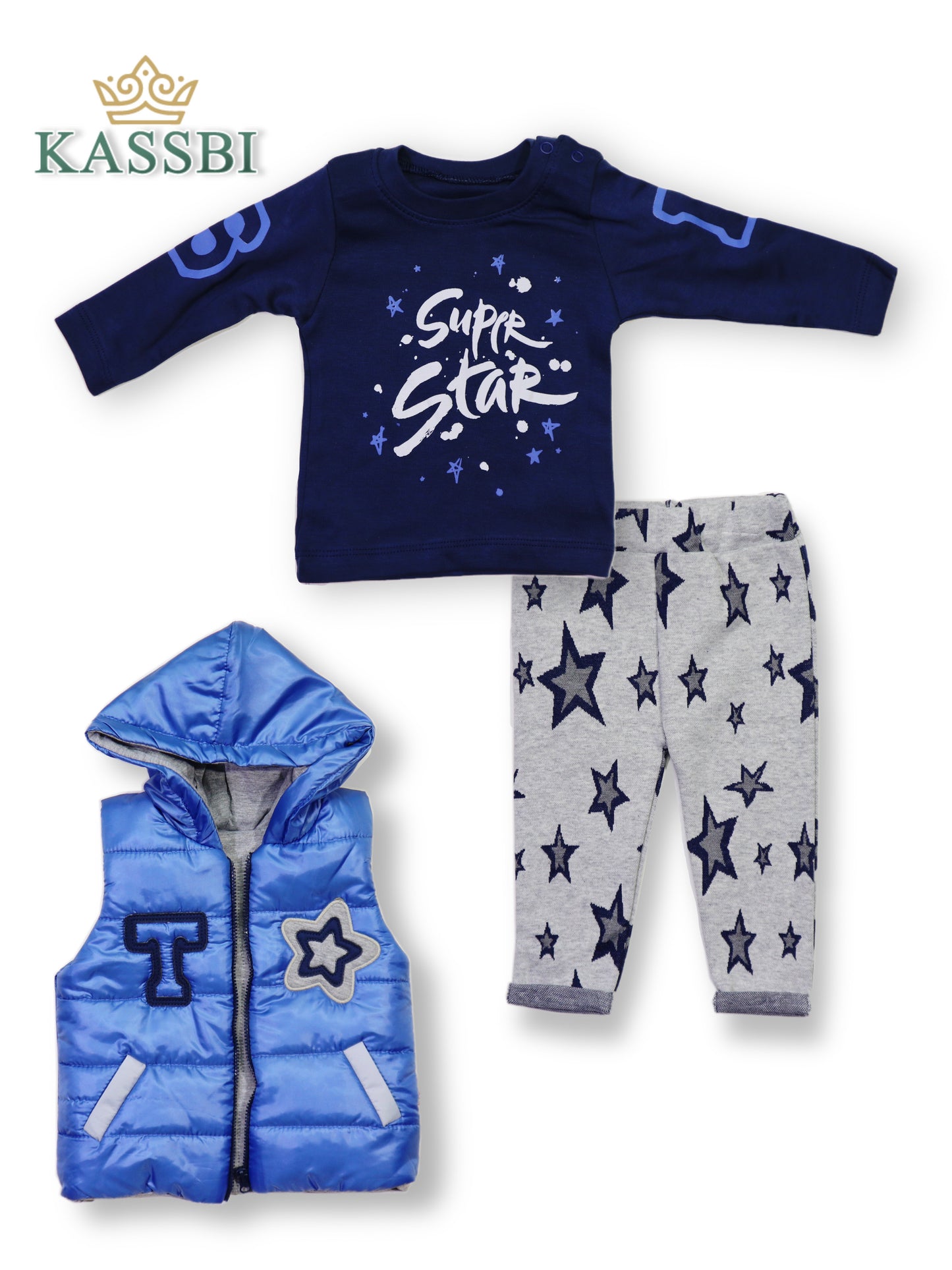 Ensemble 3 pièces bébé : gilet , Tricot , Pantalon - Garçons