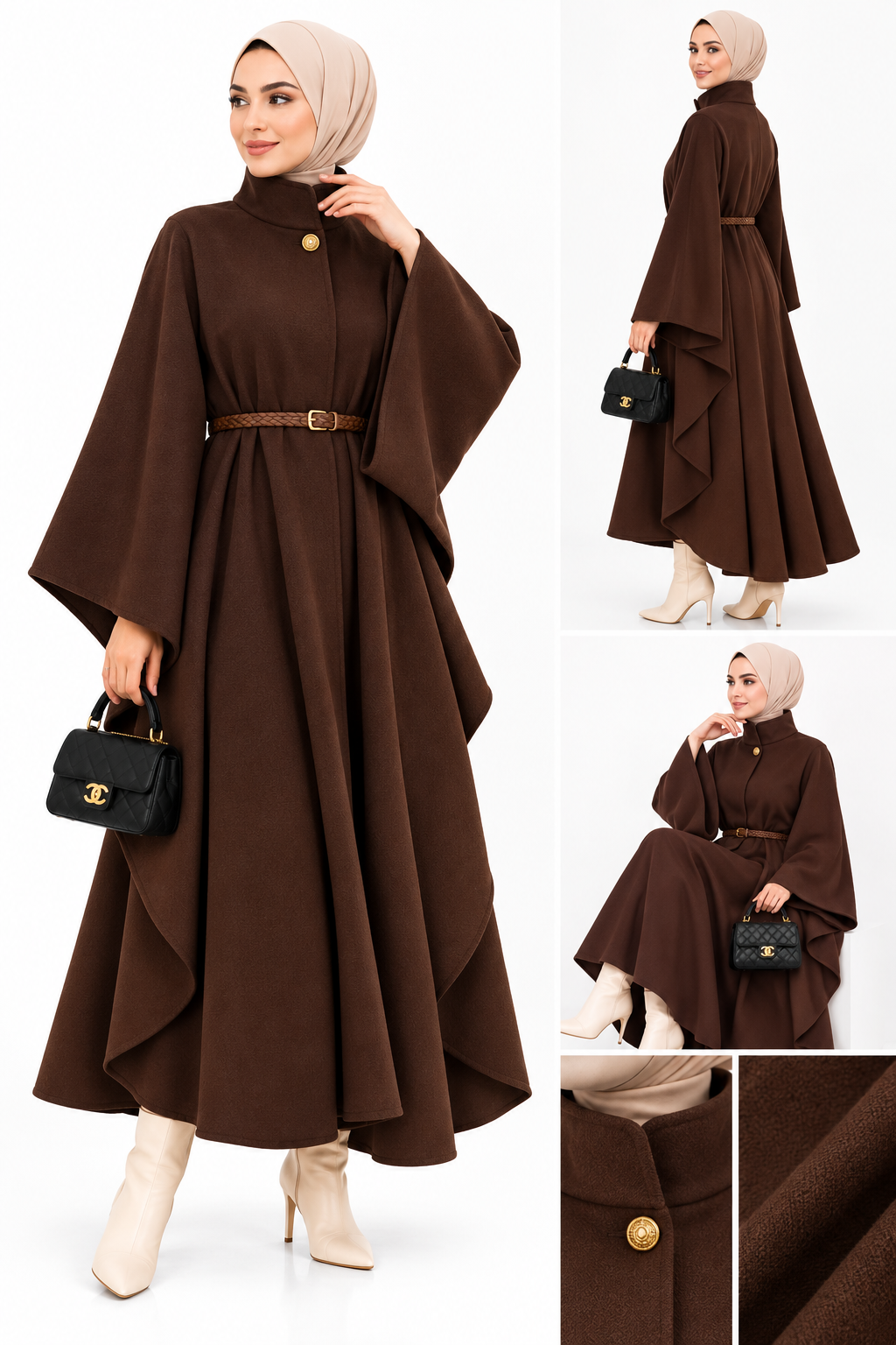 Poncho Femme Long Chic