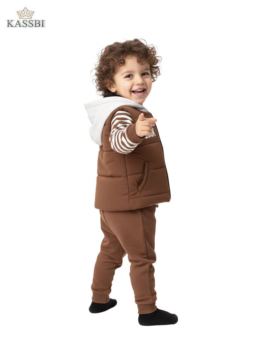 Ensemble 3 pièce  - en coton avec pull gilet et pantalon