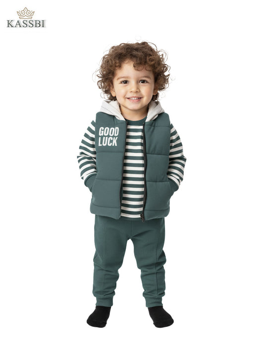Ensemble 3 pièce  - en coton avec pull gilet et pantalon