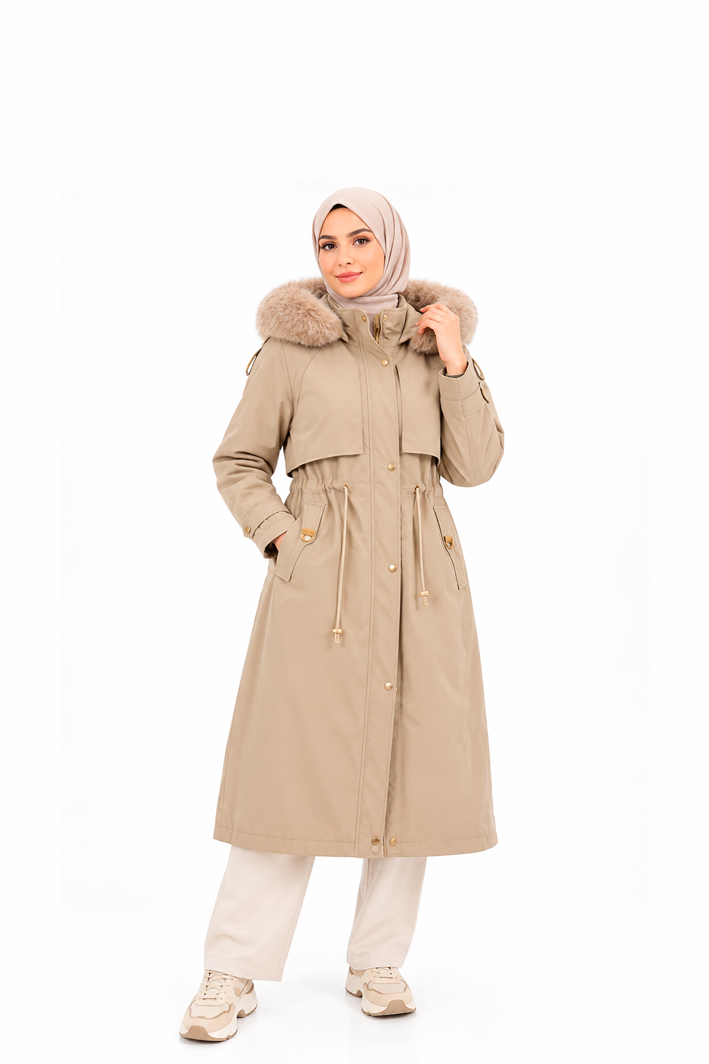 Manteau Femme Long Chic à Capuche Fourrée