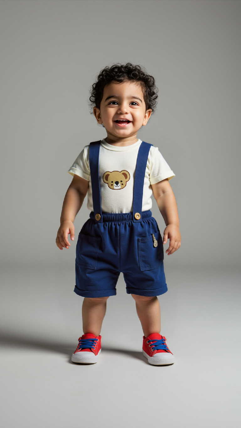 Ensemble bébé T-shirt et salopette en Coton